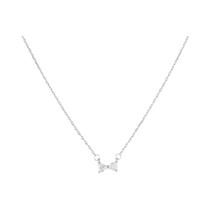 Colar Feminino Com Laço De Zircônia Brilhante E Coração, Acessório De Joalheria Simples E Delicado Colar Feminino Com Laço De Zircônia Brilhante E Coração, Acessório De Joalheria Simples E Delicado