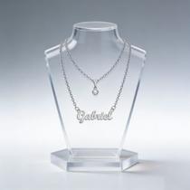 Colar feminino com nome Gabriel em aço inox prata prateada qualidade não ficar preto para praia
