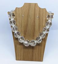 Colar Feminino com Pedras Cristal transparente em Esferas Oval grande redonda Choker Esfera Delicado Luxo Lançamento Colar Feminino com Pedras Cristal transparente em Esferas Oval grande redonda Choker Esfera Delicado Luxo Lançamento