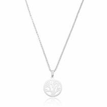 Colar Feminino Com Pingente Árvore Da Vida E Corrente Elo Português Banhado a Prata Colar Feminino Com Pingente Árvore Da Vida E Corrente Elo Português Banhado a Prata