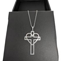 Colar feminino com pingente crucifico inox 45cm cruz colar cordão gargantilha corrente CCRC103