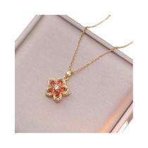 Colar Feminino Com Pingente De Coração De Cristal Rotativo, Joia Choker De Aço Inoxidável Estilo