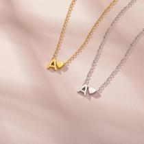 Colar Feminino Com Pingente De Coração Mini Alfabeto A-Z Em Aço Inoxidável - Joia Choker Presente De