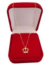 Colar Feminino Com Pingente de Coroa Em Ouro 18k (Ouro 750) Colar Feminino Com Pingente de Coroa Em Ouro 18k (Ouro 750)