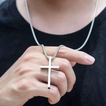 Colar Feminino Com Pingente De Cruz De Prata, Gargantilha Com Corrente De Metal Geométrica,
