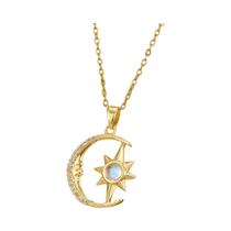 Colar Feminino Com Pingente De Lua E Estrela, Joia De Luxo Leve Em Aço Inoxidável Com Corrente Para