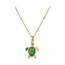 Colar Feminino Com Pingente De Tartaruga Colorido, Charme De Verão Para Praia, Joia De Aço