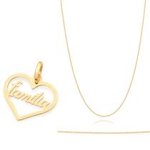 Colar Feminino Com Pingente Família Rommanel Banhado A Ouro 18k Lindo Elegante