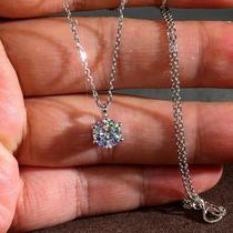 Colar Feminino Com Pingente Solitário De Seis Garras Em Prata E Ouro Rosê Com Zircônia Cúbica Colar Feminino Com Pingente Solitário De Seis Garras Em Prata E Ouro Rosê Com Zircônia Cúbica