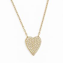 Colar Feminino Com Zirconia Folheado A Ouro Com Pingente De Coração