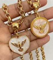 Colar feminino Coração Espírito Santo elo português Com Garantia