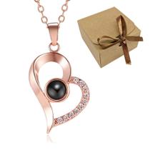 Colar Feminino Coração Eu Te Amo Em 100 Idiomas Com Caixinha