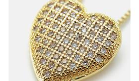 Colar Feminino coração Folheado + Brincos Coração