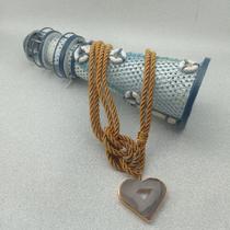 Colar feminino coração pedra Brasileira com cordão São Francisco