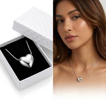 Colar Feminino Coração Pingente Prata 925 de lei Banhado+caixa luxo Colar Feminino Coração Pingente Prata 925 de lei Banhado+caixa luxo