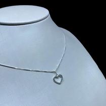 Colar Feminino Coração Vazado Cravejado Mod.017