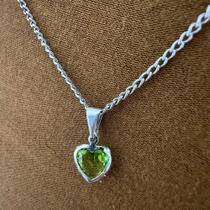 Colar Feminino Coração Verde Pedra Zircônia Aço Inox