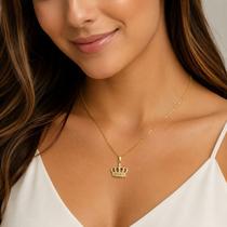Colar Feminino Coroa Elegante Dia a Dia Ouro 18k Liso Colar Feminino Coroa Elegante Dia a Dia Ouro 18k Liso