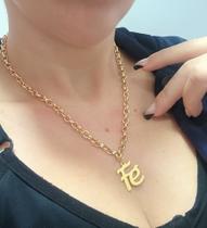 Colar Feminino Corrente Elo Português Gargantilha Religiosa Folheado Ouro Tendência Moda Blogueira
