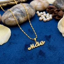Colar feminino Corrente Folheado ouro Antialérgico com Pingente Palavra Mãe Escrito Acessórios Moda Cor:Dourado Colar feminino Corrente Folheado ouro Antialérgico com Pingente Palavra Mãe Escrito Acessórios Moda Cor:Dourado