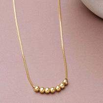 Colar Feminino Corrente Mini Esferas Banhado a Ouro 18K Colar Feminino Corrente Mini Esferas Banhado a Ouro 18K