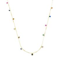 Colar Feminino Corrente Pedras Coloridas Zircônia Ouro 18k Colar Feminino Corrente Pedras Coloridas Zircônia Ouro 18k