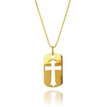 Colar Feminino Corrente Veneziana Pingente Cruz Crucifixo Folheado a Ouro 18k Colar Feminino Corrente Veneziana Pingente Cruz Crucifixo Folheado a Ouro 18k