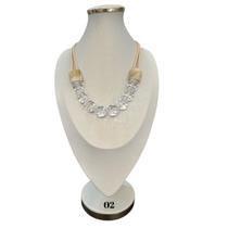 Colar feminino cristais transparente tendencia maxi luxo