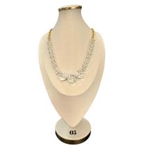 Colar feminino cristais transparente tendencia maxi luxo