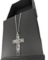 Colar feminino crucifixo 45 cm pingente cruz com caixinha CCVD98