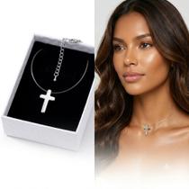 Colar Feminino Cruz Crucifixo Prata Fio Invisível Flutuante + Caixa para Presente Luxuosa Presente Perfeito Colar Feminino Cruz Crucifixo Prata Fio Invisível Flutuante + Caixa para Presente Luxuosa Presente Perfeito