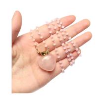 Colar Feminino De 80cm Com Pingente Difusor De Óleo Essencial De Quartzo Rosa De Pedra Natural Para Colar Feminino De 80cm Com Pingente Difusor De Óleo Essencial De Quartzo Rosa De Pedra Natural Para