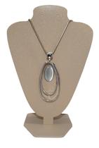 Colar Feminino de Aço com Pingente Triplo com Pedra em Resina