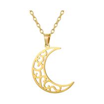 Colar Feminino De Aço Inoxidável Com Pingente De Lua, Estrela, Violino E Runa Do Amor Joia De Moda