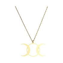 Colar Feminino De Aço Inoxidável Com Pingente De Lua Tripla Da Deusa Das Fases Da Lua Joia Wicca Colar Feminino De Aço Inoxidável Com Pingente De Lua Tripla Da Deusa Das Fases Da Lua Joia Wicca