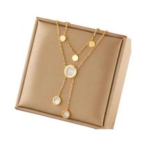 Colar Feminino De Moda Com Pingente Longo Em Aço Inoxidável 316L Com Mostrador De Números Romanos