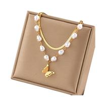 Colar Feminino De Pérola Com Pingente De Borboleta Em 2 Camadas, Corrente De Clavícula Em Aço Colar Feminino De Pérola Com Pingente De Borboleta Em 2 Camadas, Corrente De Clavícula Em Aço