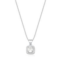 Colar Feminino De Prata 925 Veneziana Com Pingente Cravejado