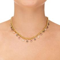 Colar Feminino Desejos com Cristais Banhado a Ouro 18K Colar Feminino Desejos com Cristais Banhado a Ouro 18K