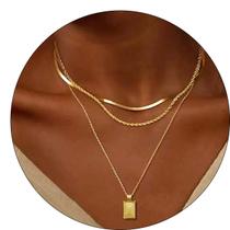 Colar Feminino Dourado 3 Em 1 Banhado Ouro 14K com Pingente
