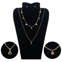Colar Feminino Duplo Dourado Folheado a Ouro 18k 7 Bolas