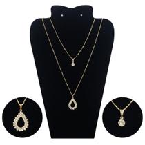 Colar Feminino Duplo Dourado Folheado a Ouro 18k Gota Colar Feminino Duplo Dourado Folheado a Ouro 18k Gota