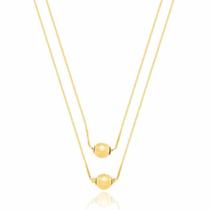 Colar Feminino Duplo Esferas Banhado a Ouro 18k