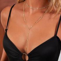 Colar Feminino Duplo Gravatinha Sexy Banhado Ouro Colar Feminino Duplo Gravatinha Sexy Banhado Ouro