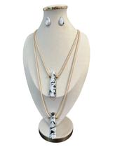Colar feminino duplo resina fio maxi kit com brinco luxo