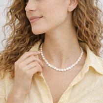 Colar Feminino Elegante de Pérolas Barrocas Amassadas de Alta Qualidade, Fecho e Extensor Banhados a Ouro 18k Colar Feminino Elegante de Pérolas Barrocas Amassadas de Alta Qualidade, Fecho e Extensor Banhados a Ouro 18k