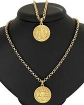 Colar Feminino Elo Português São Bento E Pulseira Folheado 50cm com garantia