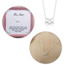 Colar feminino em prata 925 legítima pingente Infinito com Zircônias Colar feminino em prata 925 legítima pingente Infinito com Zircônias