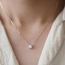 Colar Feminino Em Prata Esterlina 925 Com Banho De Ouro 18k, Cadeia De Clavícula Com Zircônia