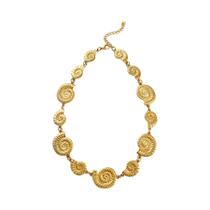 Colar Feminino Estilo Oceano Em Aço Inoxidável Banhado a Ouro 18K Com Pingente De Concha E Colar Feminino Estilo Oceano Em Aço Inoxidável Banhado a Ouro 18K Com Pingente De Concha E